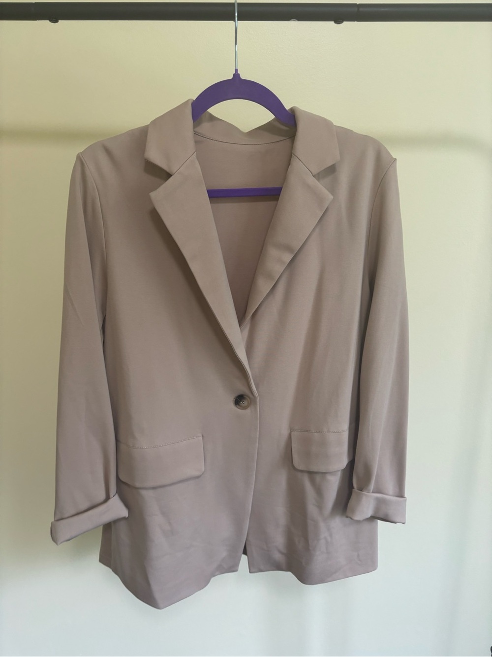 Women's Taupe Single-Button Blazer Jacket